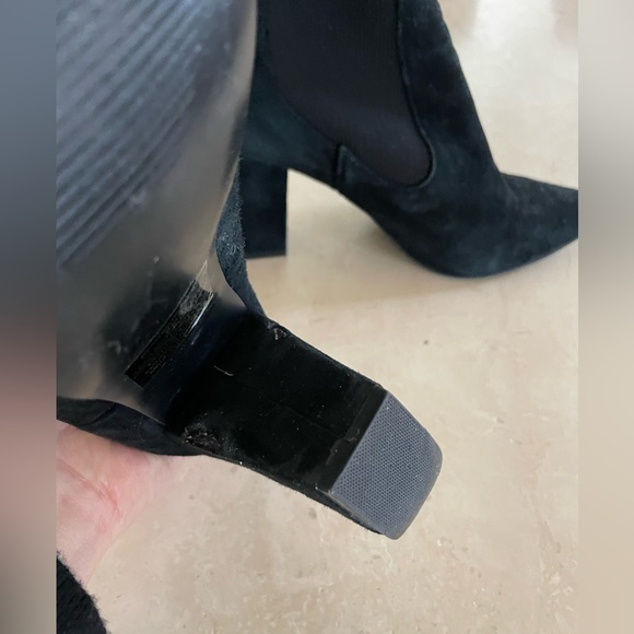 Steve Madden Richter Heel Ankle Black Suede Sock Booties Size 8M - Picture 12 of 16